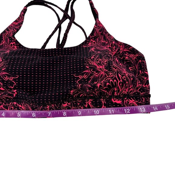 Lululemon Womens Black & Pink Cross-Strap Floral Sports Bra Size 10 - Picture 5 of 8